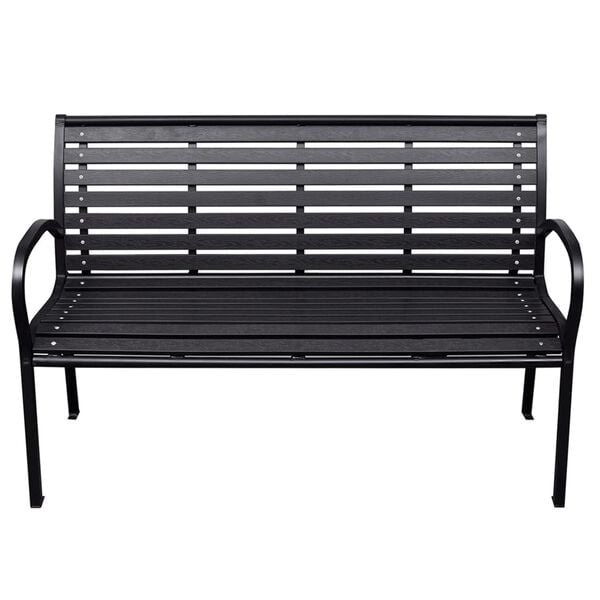 vidaXL Banco de jardim 116 cm a&ccedil;o e WPC preto