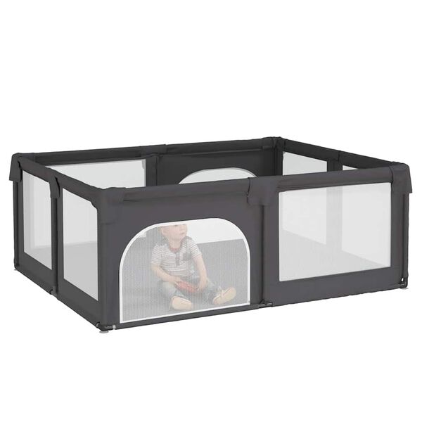 vidaXL Parque para bebés com 2 portas tecido Oxford cinzento-escuro
