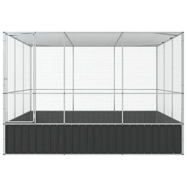 vidaXL Aviário 311x307x212 cm aço prateado