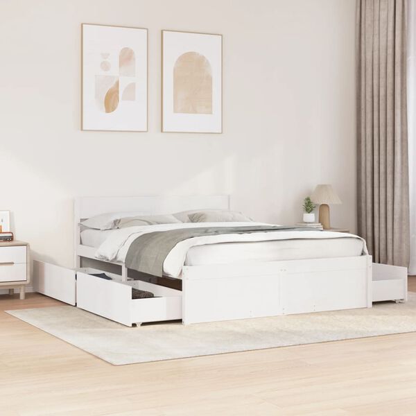vidaXL Cama sem colchão 140x200 cm madeira de pinho maciça branco