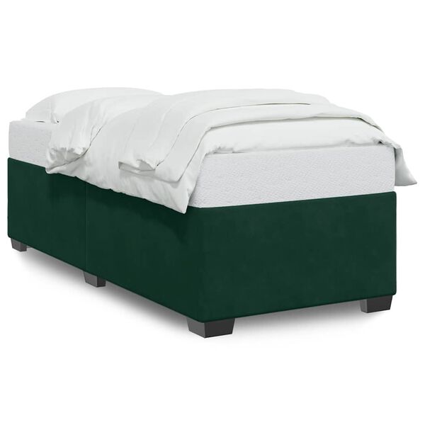 vidaXL Estrutura de cama sem colch&atilde;o 100x200 cm veludo verde-escuro
