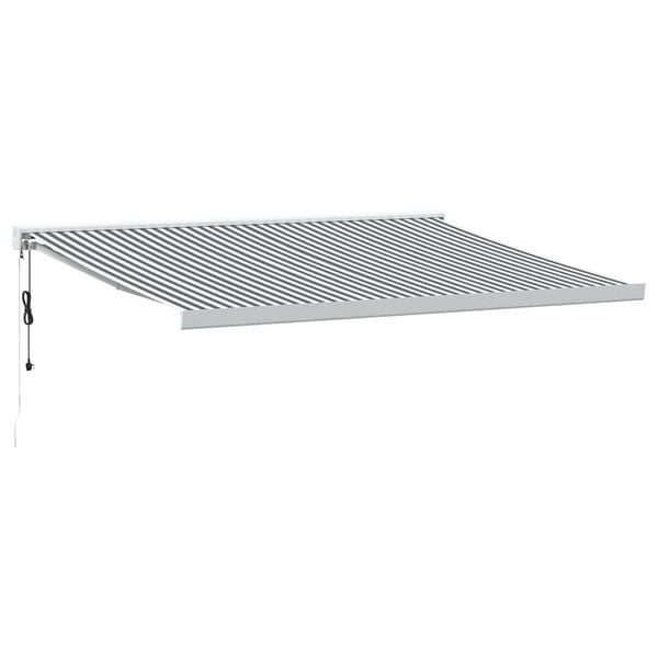 vidaXL Toldo retr&aacute;til 4x3 m tecido e alum&iacute;nio antracite e branco