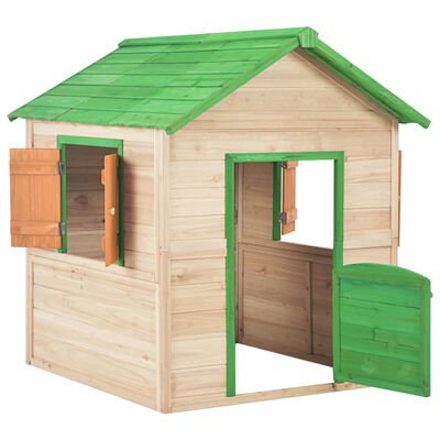 vidaXL Casa de brincar para crianças madeira de abeto verde