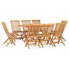vidaXL 9 pcs conjunto jantar dobr&aacute;vel p/ exterior madeira teca maci&ccedil;a