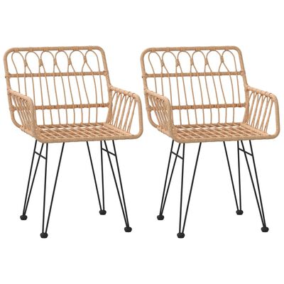vidaXL Cadeiras de jardim c/ apoio de braços 2 pcs 56x64x80 cm vime PE