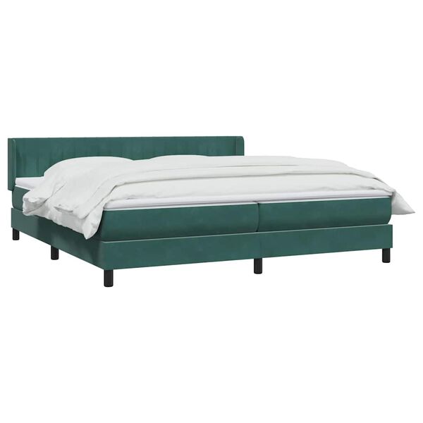 vidaXL Cama com molas/colch&atilde;o 180x210 cm veludo verde-escuro