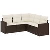 vidaXL 5 pcs conjunto sof&aacute;s p/ jardim c/ almofad&otilde;es vime PE castanho