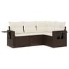 vidaXL 4 pcs conjunto sof&aacute;s de jardim c/ almofad&otilde;es vime PE castanho