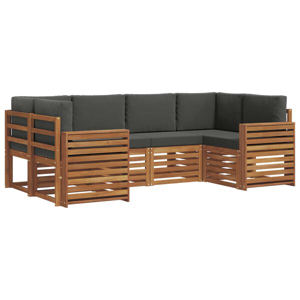 vidaXL Conjunto de Sof&aacute; Sectional 6 pcs Natural e Antracite