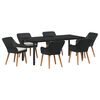 vidaXL Conjunto de Jantar para Jardim com almofada 7 pcs Preto vime PE