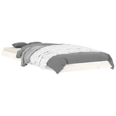 vidaXL Estrutura cama de solteiro pequena 75x190cm pinho maciço branco