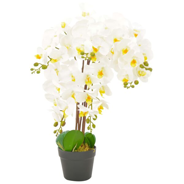 vidaXL Planta orqu&iacute;dea artificial com vaso 60 cm branco