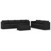 vidaXL 8 pcs conjunto lounge de jardim c/ almofad&otilde;es vime PE preto