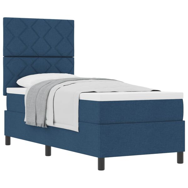 vidaXL Cama Box com colch&atilde;o com cabeceira Azul 80 x 200 cm tecido