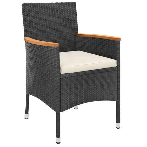 vidaXL 5 pcs conjunto bistr&ocirc; de jardim c/ almofad&otilde;es vime PE preto