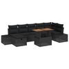 vidaXL Conjunto de Sof&aacute; de Jardim 8 unid. Preto vime PE