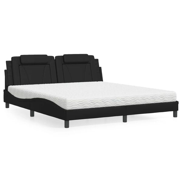 vidaXL Cama Viana com colch&atilde;o 180x200 cm couro artificial preto
