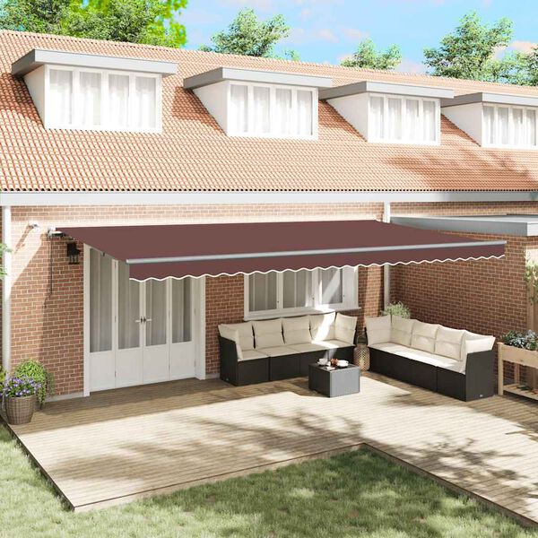 vidaXL Toldo retr&aacute;til autom&aacute;tico com LEDs 600x300 cm castanho