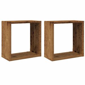 vidaXL Prateleiras de parede cubos 2 pcs deriv. madeira madeira velha