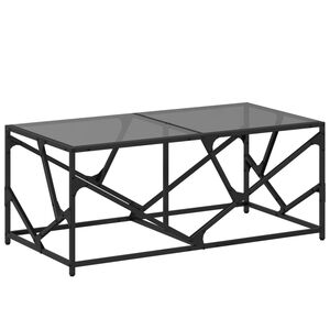 vidaXL Mesa de centro com topo em vidro preto 98,5x50x41 cm a&ccedil;o