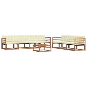 vidaXL Conjunto de Sof&aacute;s para Exterior 8 pcs Natural e Creme