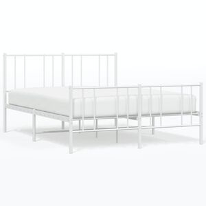 vidaXL Estrutura de cama com cabeceira e p&eacute;s 140x200 cm metal branco