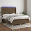 vidaXL Cama box spring c/ colch&atilde;o/LED 140x190cm tecido castanho-escuro