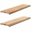 vidaXL Tapetes de escada 2 pcs 100x25x2cm carvalho maci&ccedil;o n&atilde;o tratado