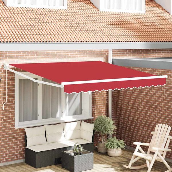 vidaXL Toldo Retr&aacute;til Vermelho 300x250 cm tecido