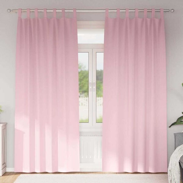 vidaXL Cortinas Blackout com Argolas 2 pcs Rosa beb&eacute; 260 x 140 cm