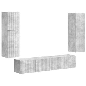 vidaXL Conjunto de m&oacute;vel de TV 4 pcs Cinzento Madeira processada