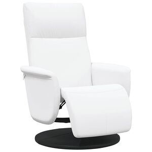 vidaXL Cadeira reclin&aacute;vel com apoio de p&eacute;s couro artificial branco