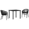 vidaXL Conjunto de Jantar para Jardim 3 unid. Preto A&ccedil;o revestido a p&oacute;