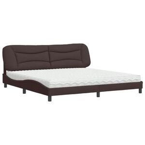 vidaXL Cama com colch&atilde;o Hvar 200x200 cm tecido castanho-escuro