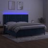 vidaXL Cama box spring c/ colch&atilde;o/LED 200x200 cm veludo azul-escuro