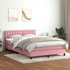 vidaXL Cama box spring c/ colch&atilde;o e LED 160x220 cm veludo rosa