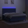 vidaXL Cama box spring c/ colch&atilde;o e LED 160x200 cm tecido azul