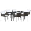 vidaXL Conjunto de Jantar para Jardim 7 unid. Marrom e Preto