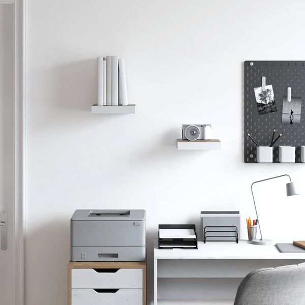 vidaXL Prateleiras de parede 2 pcs 23x23,5x3,8cm MDF carvalho e branco