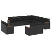 vidaXL 13 pcs conjunto de sof&aacute;s de jardim com almofad&otilde;es vime PE preto