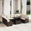vidaXL Conjunto de Sof&aacute; de Jardim 10 pcs Castanho Rattan Sint&eacute;tico