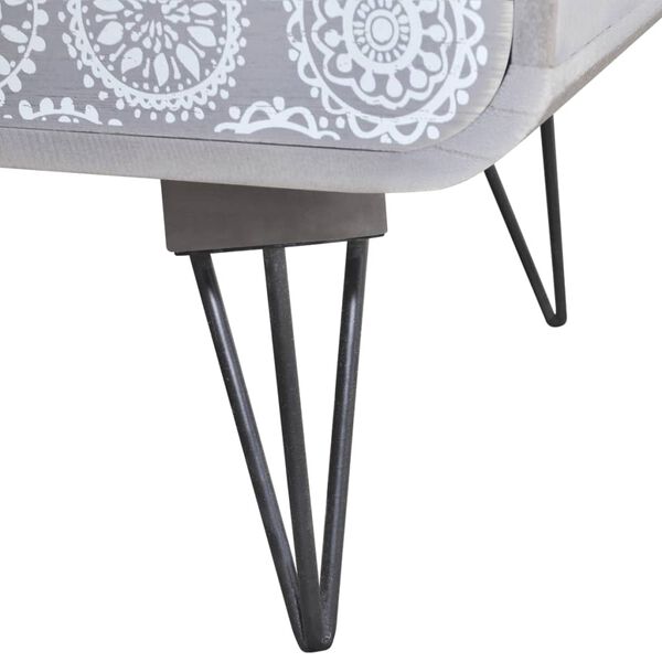 vidaXL Mesa de apoio com 3 gavetas, cinzento