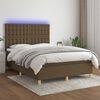 vidaXL Cama box spring c/ colch&atilde;o/LED 140x200cm tecido castanho-escuro
