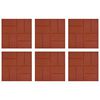 vidaXL Pedra Passo 6 pcs Vermelho 40,5 x 40,5 x 2 cm Borracha