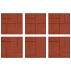 vidaXL Pedra Passo 6 pcs Vermelho 40,5 x 40,5 x 2 cm Borracha