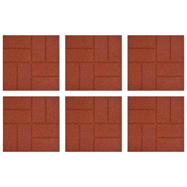 vidaXL Pedra Passo 6 pcs Vermelho 40,5 x 40,5 x 2 cm Borracha
