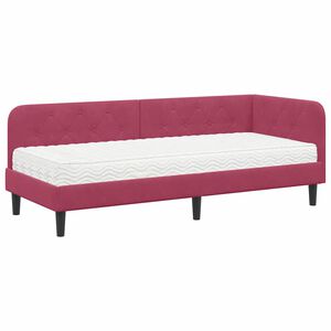 vidaXL Estrutura de Cama de Canto Vinho Vermelho 80 x 200 cm Veludo