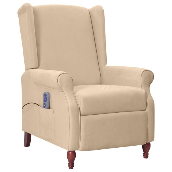 vidaXL Poltrona de massagens reclin&aacute;vel microfibra cinza-acastanhado