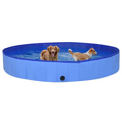 vidaXL Piscina para cães dobrável 300x40 cm PVC azul