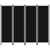 vidaXL Divis&oacute;ria de quarto com 4 pain&eacute;is 200x180 cm preto